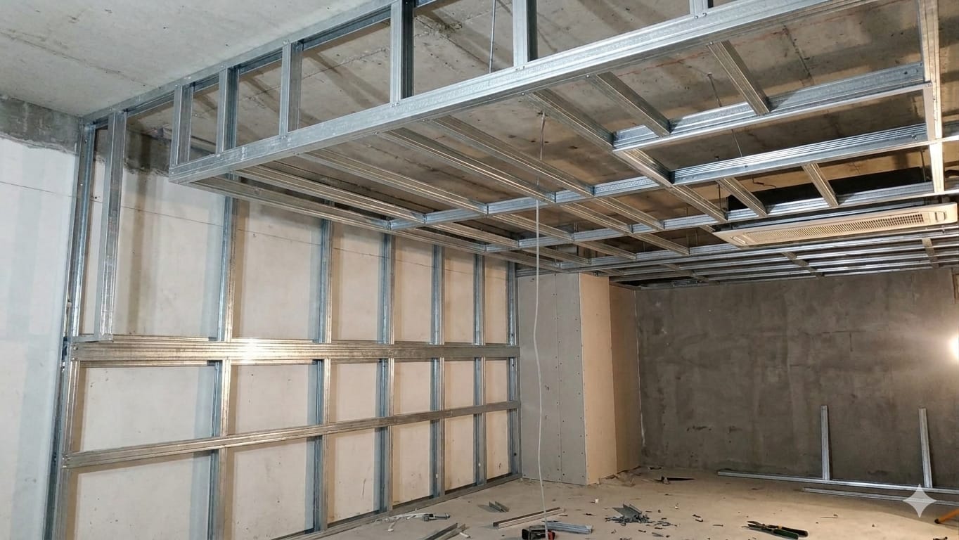 Interior wall structure before